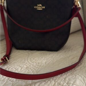 Coach Black and Red Crossbody Bag with Gold Hardware